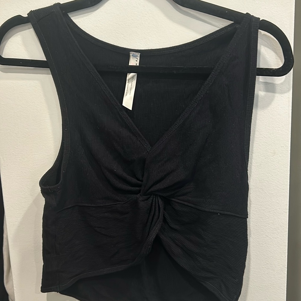 Intimately free people vintage twist front black tank top ribbed